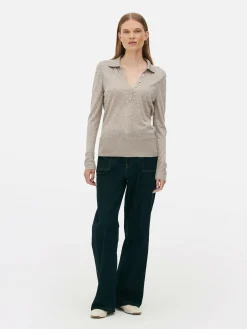 Pulls Et Gilets|Primark Polo Tricoté à Manches Longues The Edit Taupe