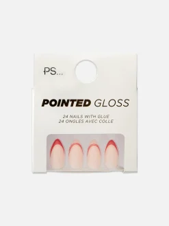 Faux Ongles|Primark PS... Faux Ongles à Pointe Brillante Contrastée Rouge