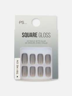 Faux Ongles|Primark PS... Faux Ongles Brillants Carrés Gris