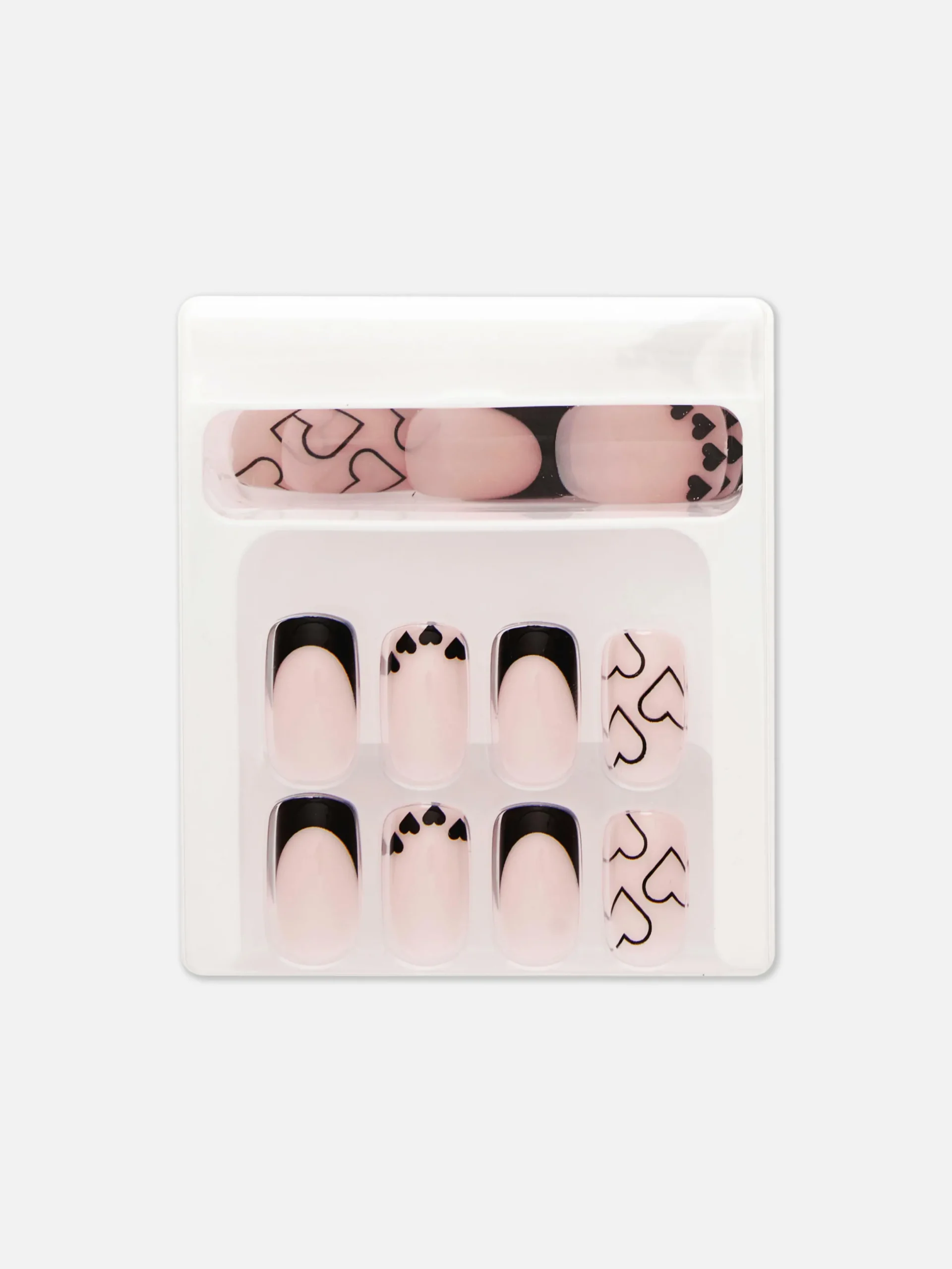 Faux Ongles|Primark PS... Faux Ongles Carrés Brillants Avec Cœurs Noir