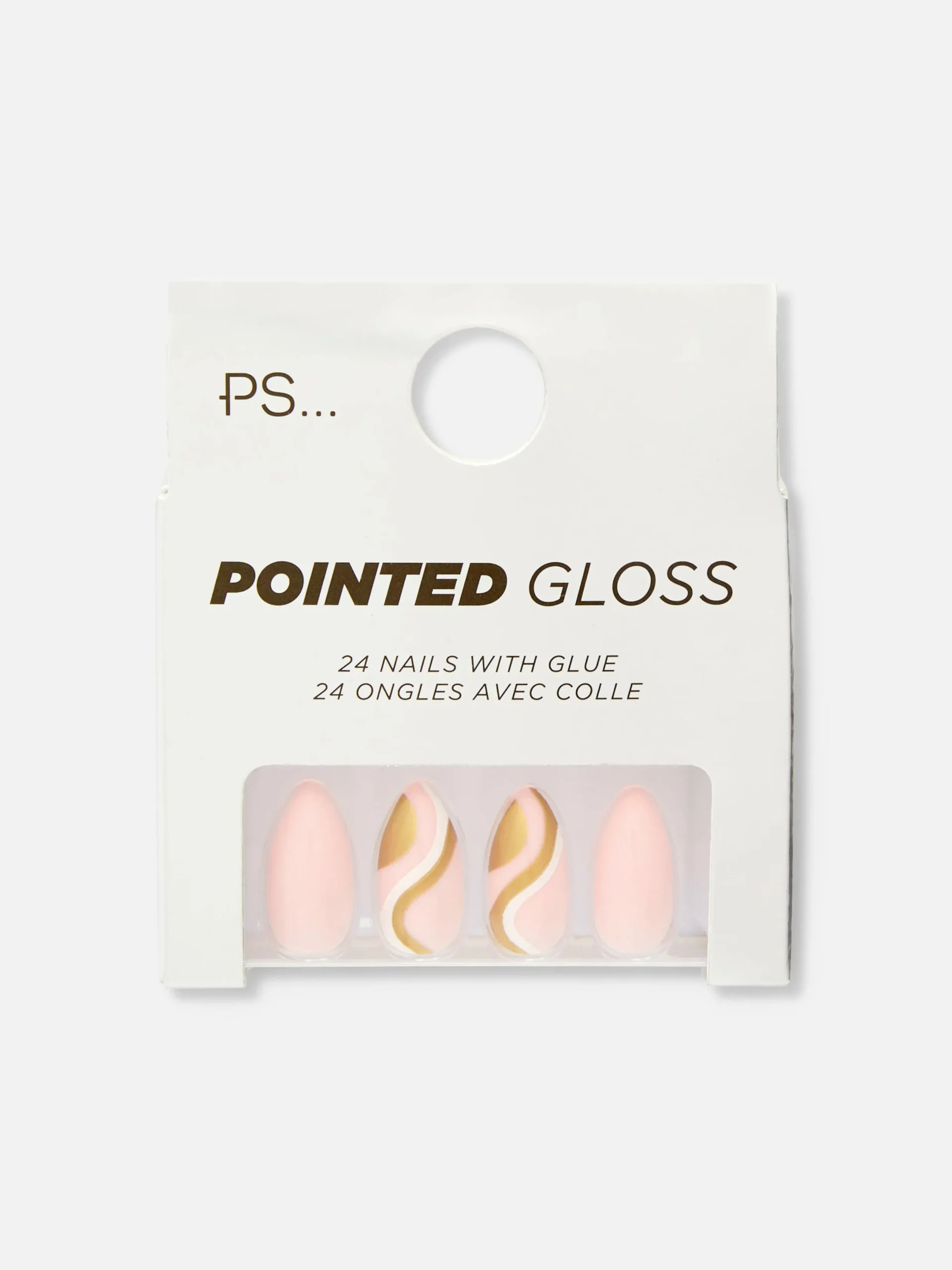 Faux Ongles|Primark PS... Faux Ongles Pointus Brillants Tourbillon Doré