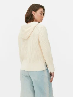 Pulls Et Gilets|Primark Pull à Capuche à Lacet En Treillage Sur Le Devant Écru