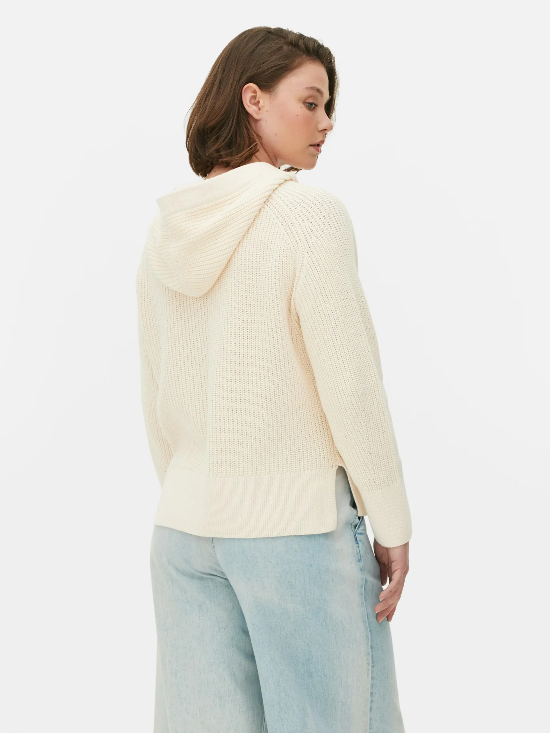 Pulls Et Gilets|Primark Pull à Capuche à Lacet En Treillage Sur Le Devant Écru