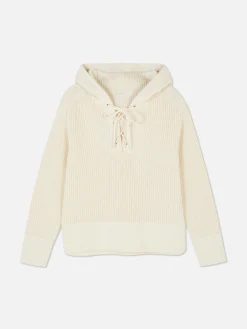 Pulls Et Gilets|Primark Pull à Capuche à Lacet En Treillage Sur Le Devant Écru