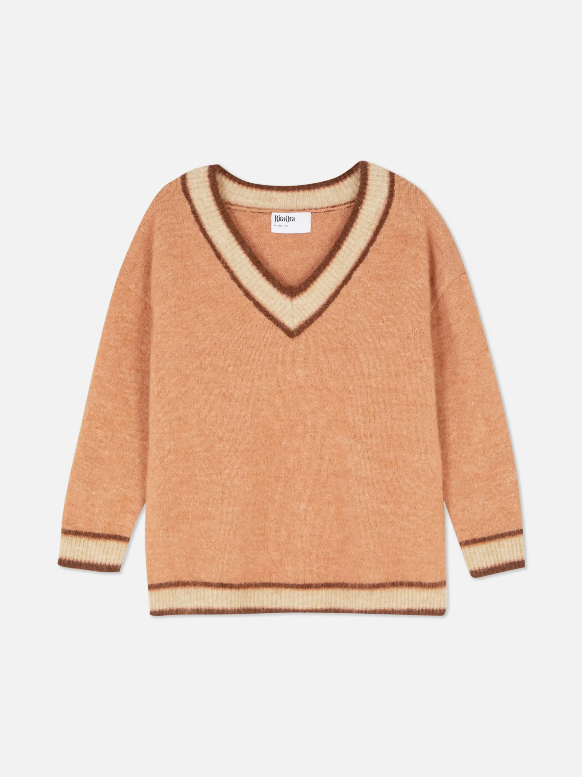 Pulls Et Gilets|Primark Pull à Col En V Style Vintage Rita Ora Pêche