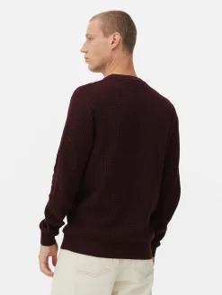 Pulls Et Gilets|Primark Pull à Col Ras-du-cou En Point De Panier Tressé Bordeaux