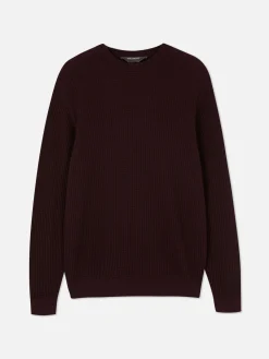 Pulls Et Gilets|Primark Pull à Col Ras-du-cou En Point De Panier Tressé Bordeaux