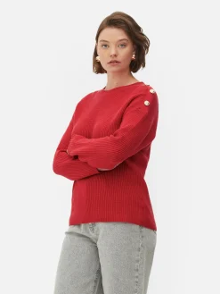 Pulls Et Gilets|Primark Pull à Col Ras-du-cou Et à Boutons Rouge