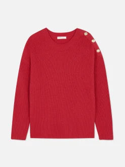 Pulls Et Gilets|Primark Pull à Col Ras-du-cou Et à Boutons Rouge