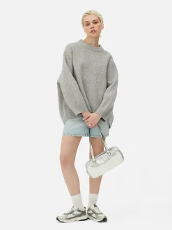 Pulls Et Gilets|Primark Pull à Col Ras-du-cou Oversize Gris clair