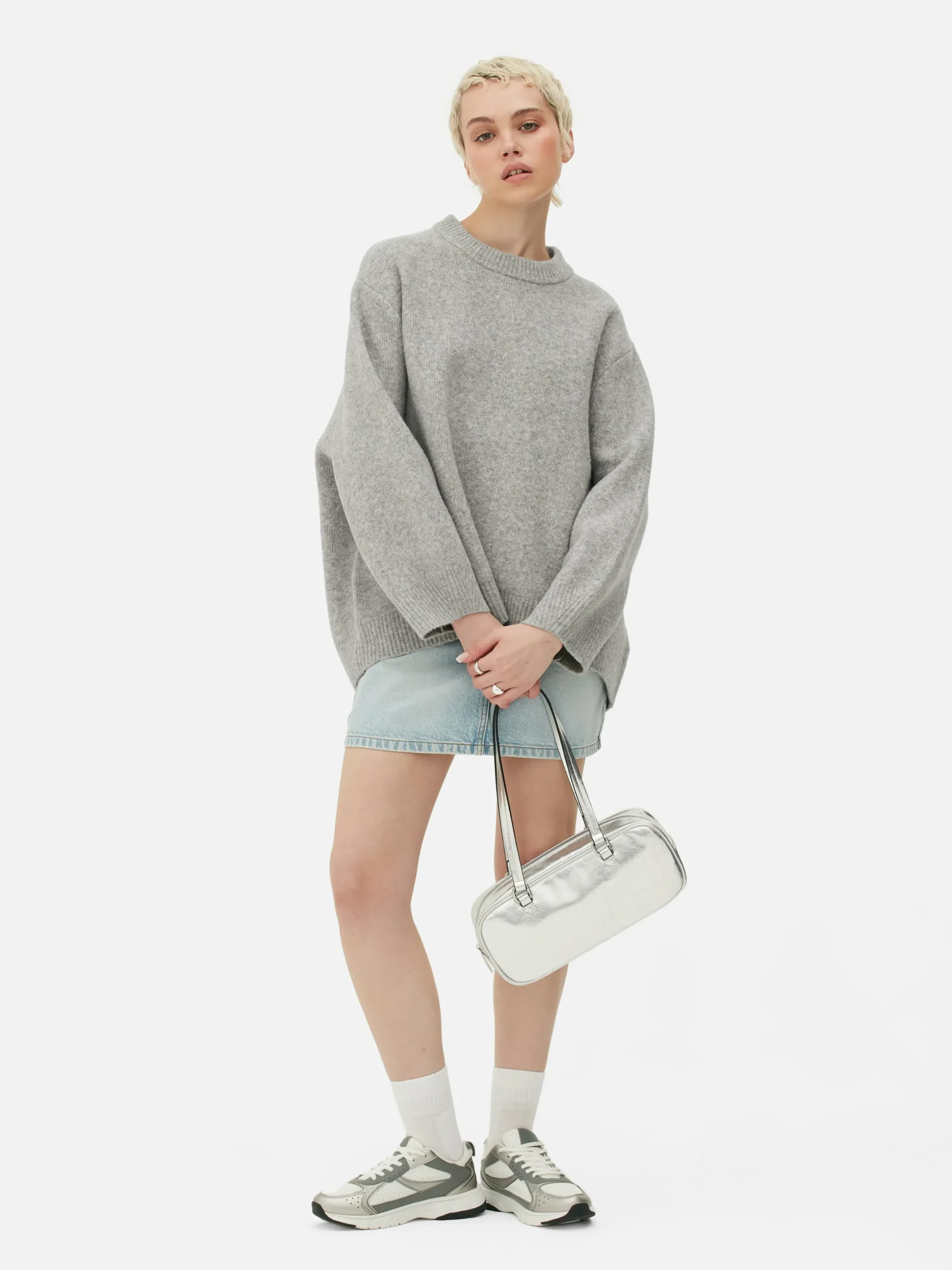 Pulls Et Gilets|Primark Pull à Col Ras-du-cou Oversize Gris clair