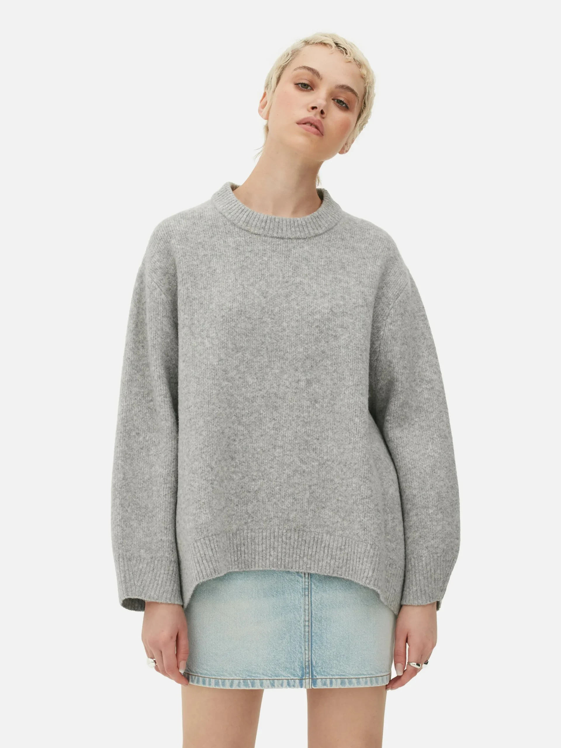 Pulls Et Gilets|Primark Pull à Col Ras-du-cou Oversize Gris clair