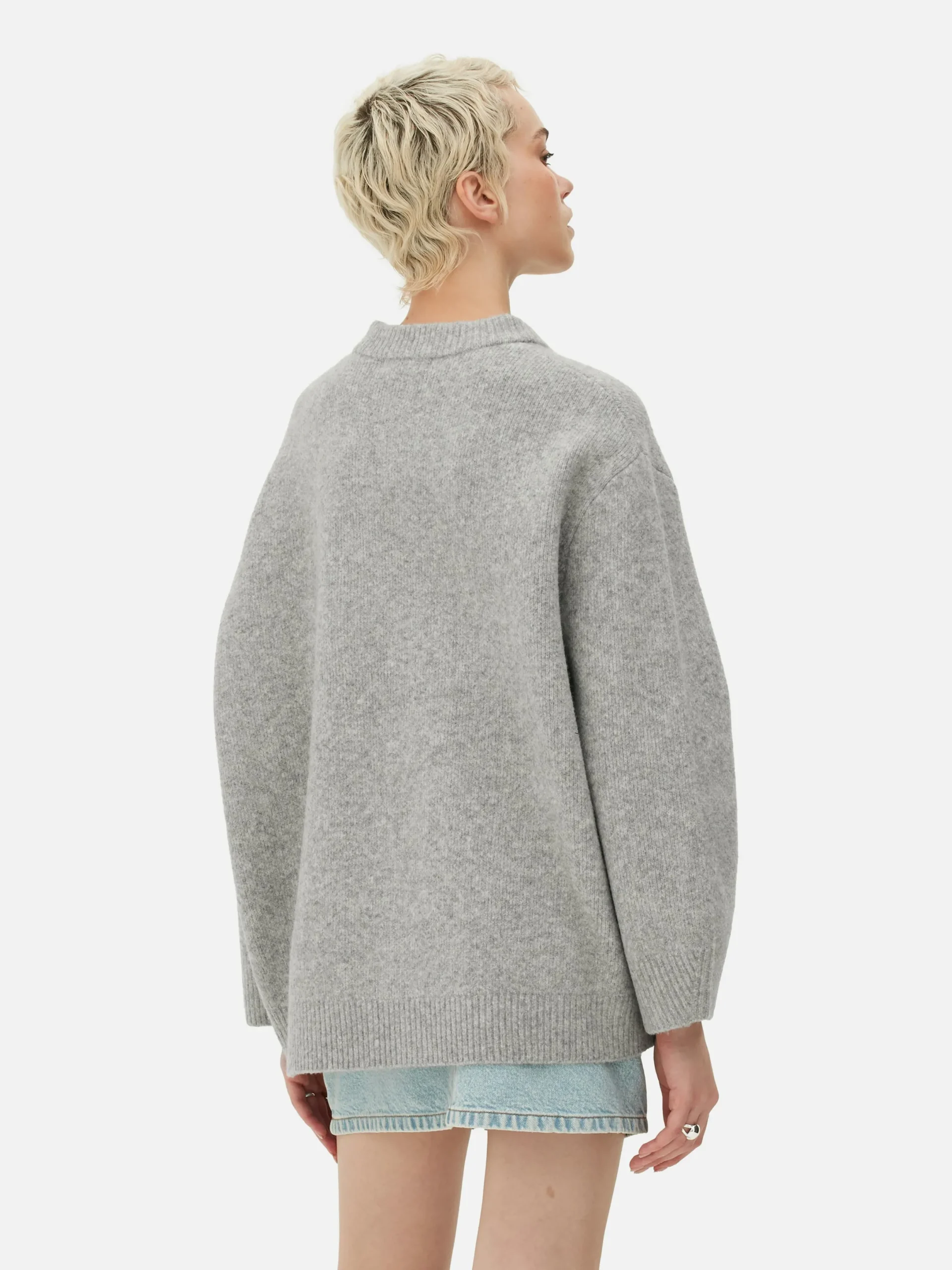 Pulls Et Gilets|Primark Pull à Col Ras-du-cou Oversize Gris clair