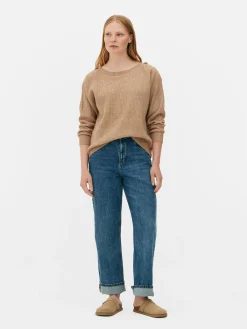 Pulls Et Gilets|Primark Pull à Encolure Bateau Et à épaules Boutonnées Taupe