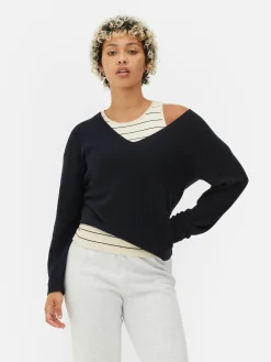 Pulls Et Gilets|Primark Pull à Manches Longues Et Col Bateau Bleu marine