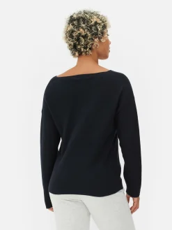 Pulls Et Gilets|Primark Pull à Manches Longues Et Col Bateau Bleu marine