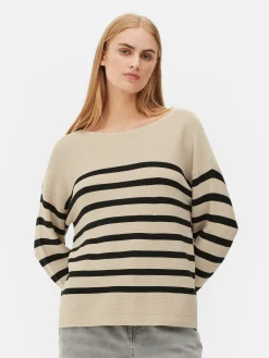 Pulls Et Gilets|Primark Pull à Manches Longues Et Col Bateau Noir/Nude