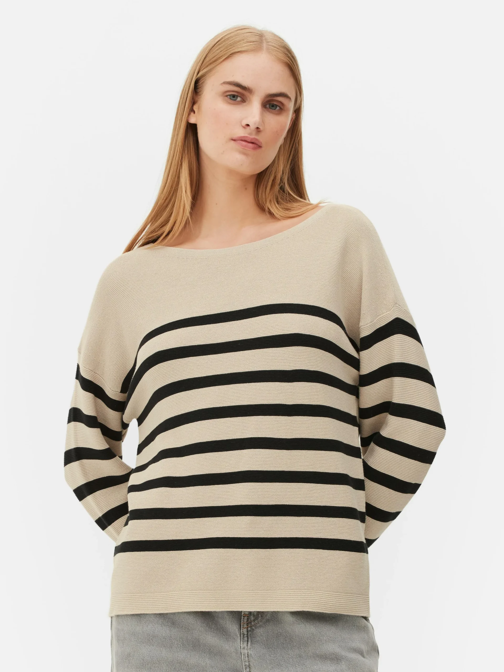 Pulls Et Gilets|Primark Pull à Manches Longues Et Col Bateau Noir/Nude