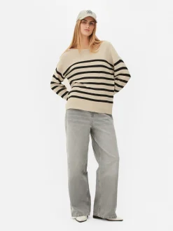 Pulls Et Gilets|Primark Pull à Manches Longues Et Col Bateau Noir/Nude