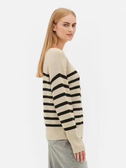 Pulls Et Gilets|Primark Pull à Manches Longues Et Col Bateau Noir/Nude