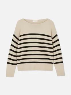 Pulls Et Gilets|Primark Pull à Manches Longues Et Col Bateau Noir/Nude