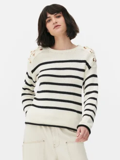 Pulls Et Gilets|Primark Pull à Rayures Et épaules En Treillage Ivoire