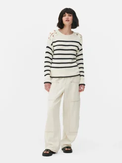 Pulls Et Gilets|Primark Pull à Rayures Et épaules En Treillage Ivoire