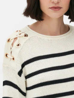 Pulls Et Gilets|Primark Pull à Rayures Et épaules En Treillage Ivoire