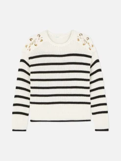 Pulls Et Gilets|Primark Pull à Rayures Et épaules En Treillage Ivoire
