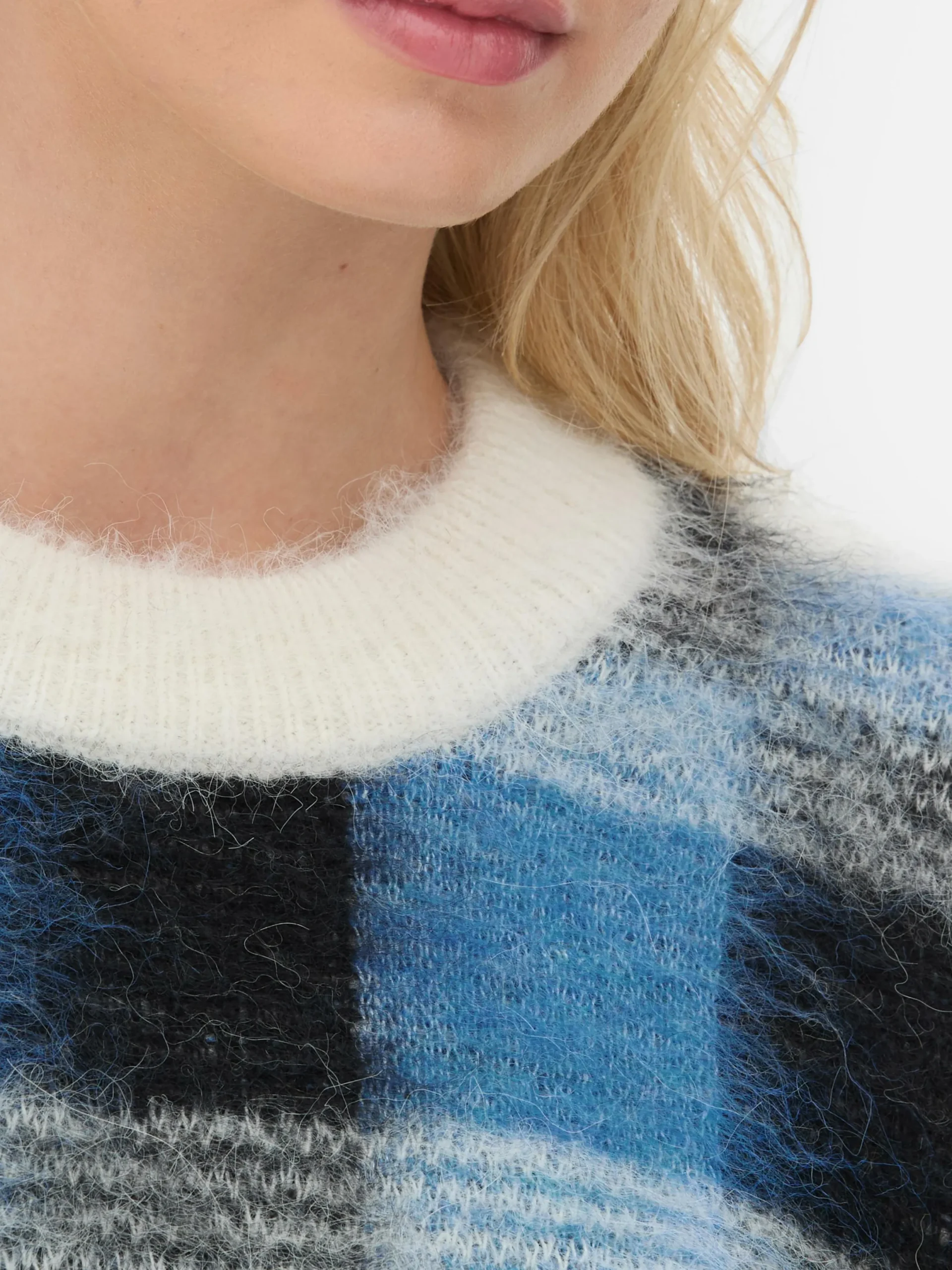 Pulls Et Gilets|Primark Pull Brossé à Carreaux Rita Ora Bleu marine