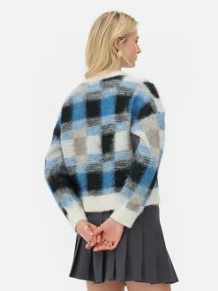 Pulls Et Gilets|Primark Pull Brossé à Carreaux Rita Ora Bleu marine