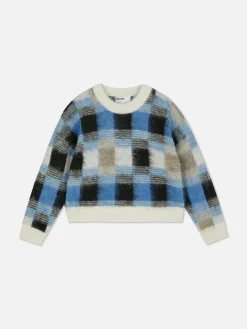 Pulls Et Gilets|Primark Pull Brossé à Carreaux Rita Ora Bleu marine