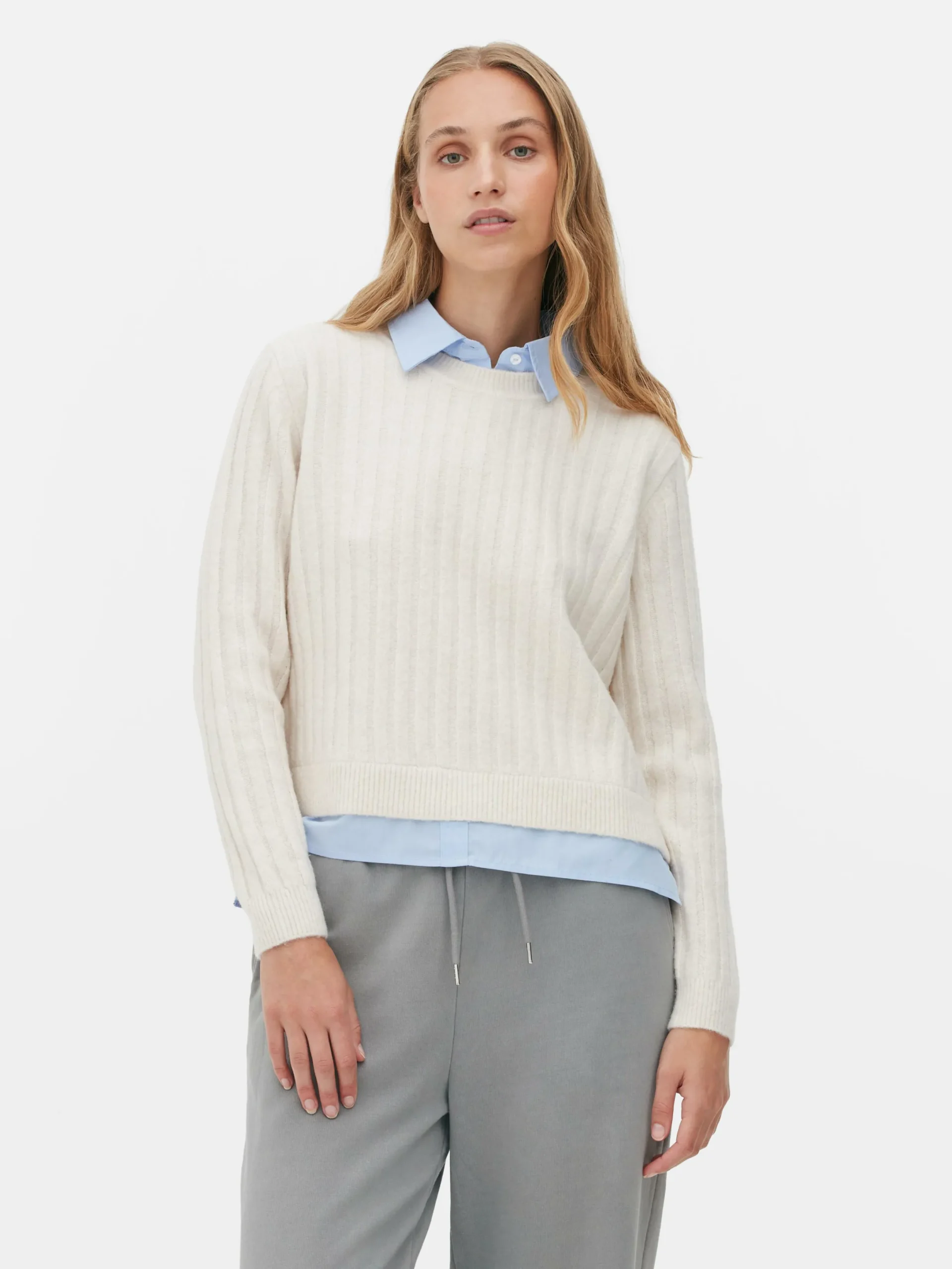 Pulls Et Gilets|Primark Pull Chemise Deux-en-un Ivoire