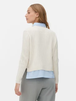 Pulls Et Gilets|Primark Pull Chemise Deux-en-un Ivoire
