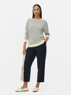 Pulls Et Gilets|Primark Pull Col Bateau à Rayures En Maille Fine Ivoire
