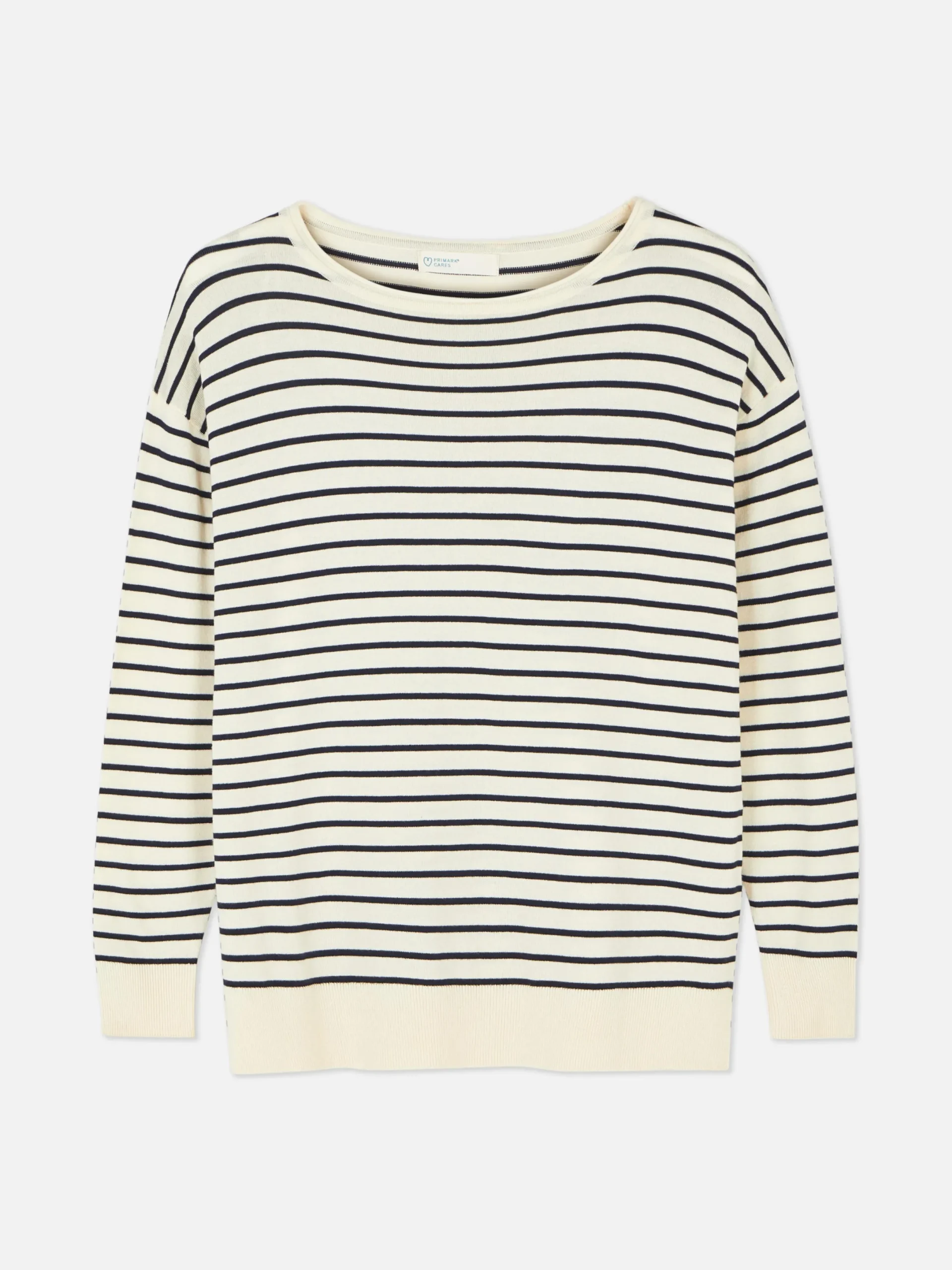 Pulls Et Gilets|Primark Pull Col Bateau à Rayures En Maille Fine Ivoire