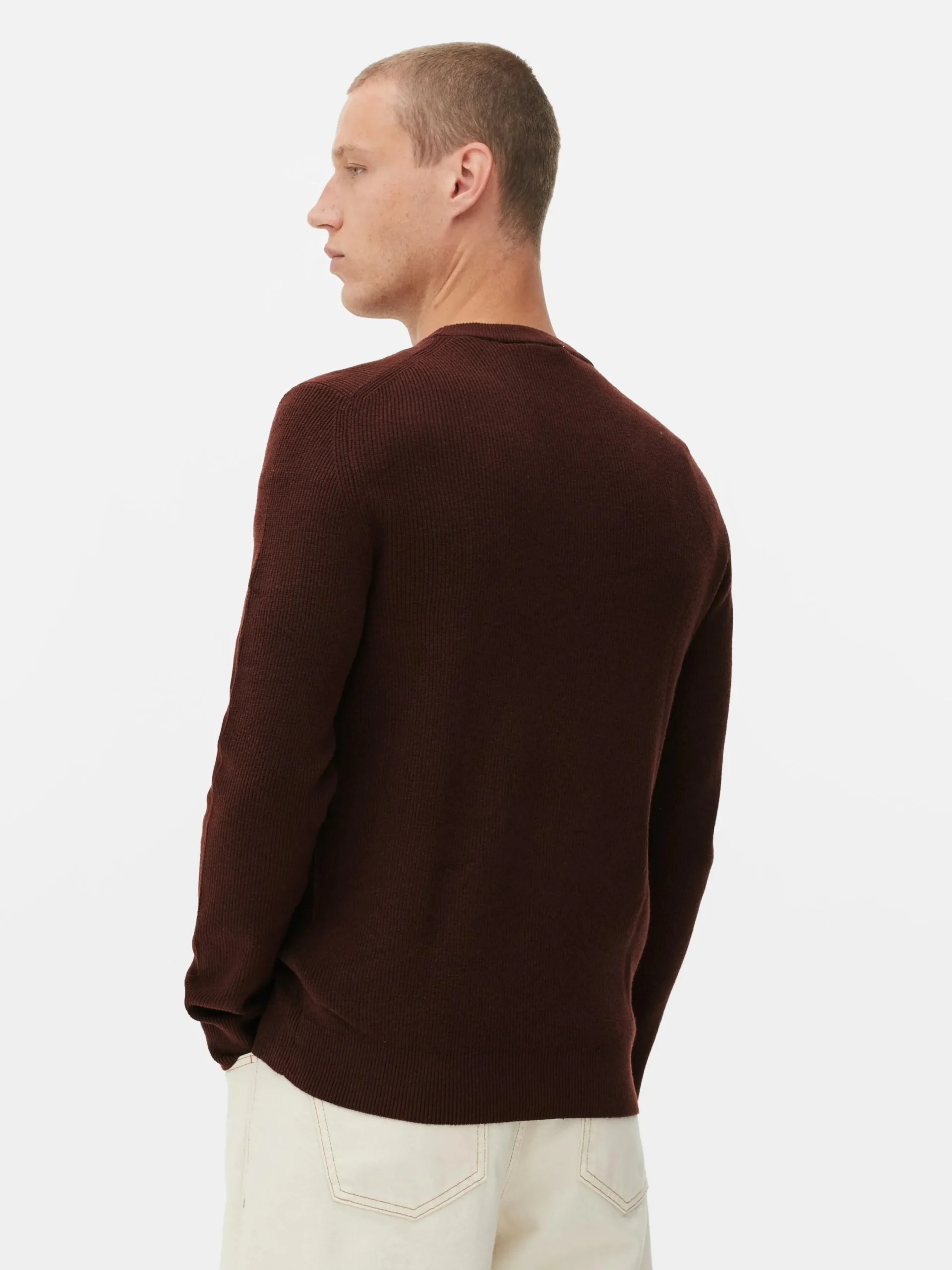 Pulls Et Gilets|Primark Pull Côtelé à Col Ras-du-cou Bordeaux