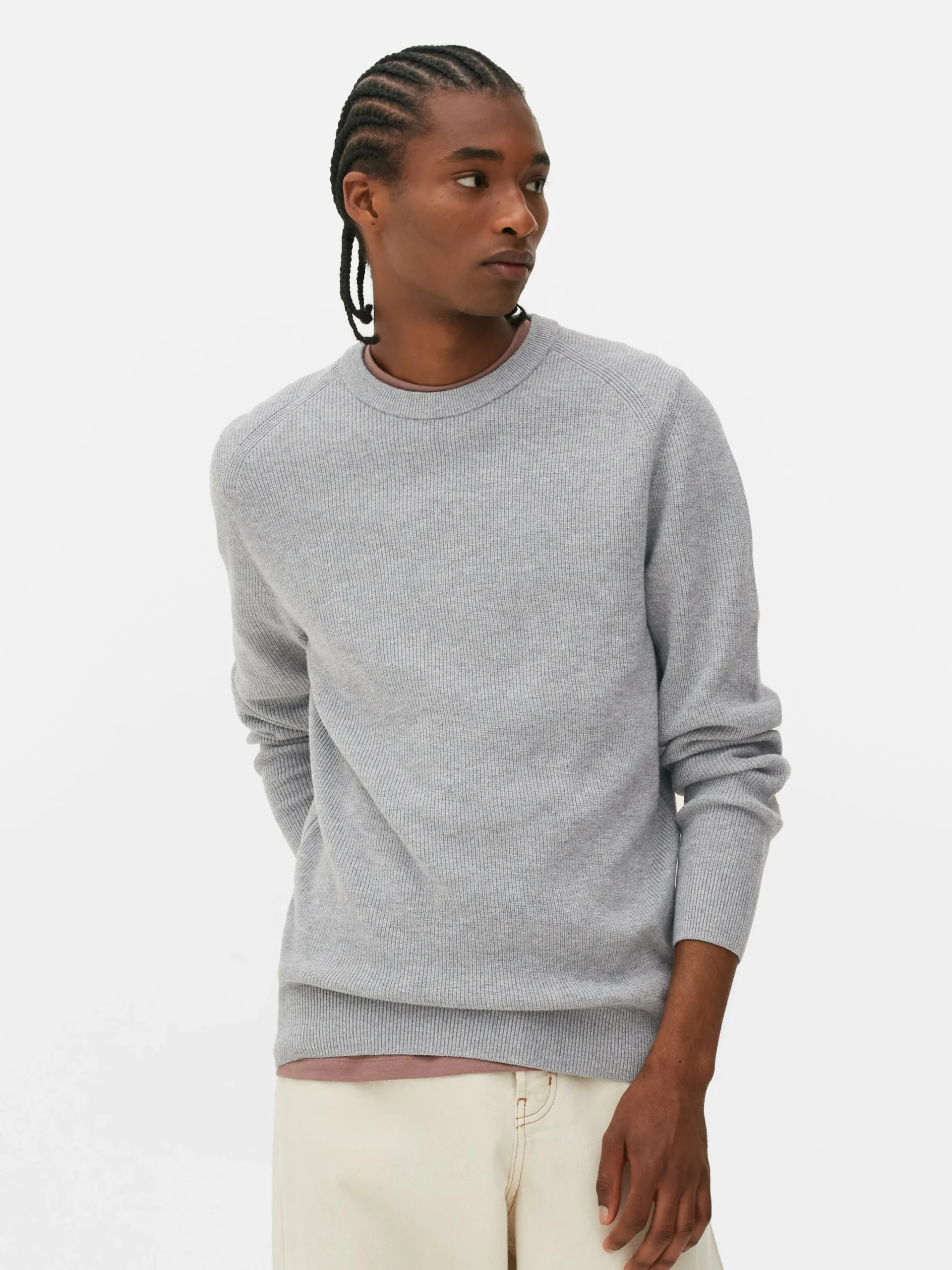 Pulls Et Gilets|Primark Pull Côtelé à Col Ras-du-cou Gris