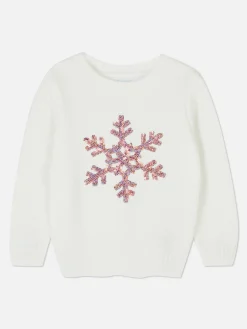 Pulls Et Gilets|Primark Pull En Chenille à Sequins Et Flocons De Neige Ivoire