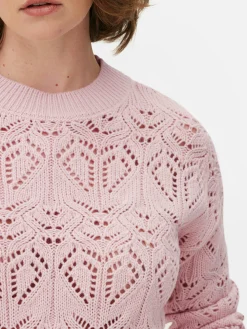 Pulls Et Gilets|Primark Pull En Maille Ajourée à Col Ras-du-cou Rose