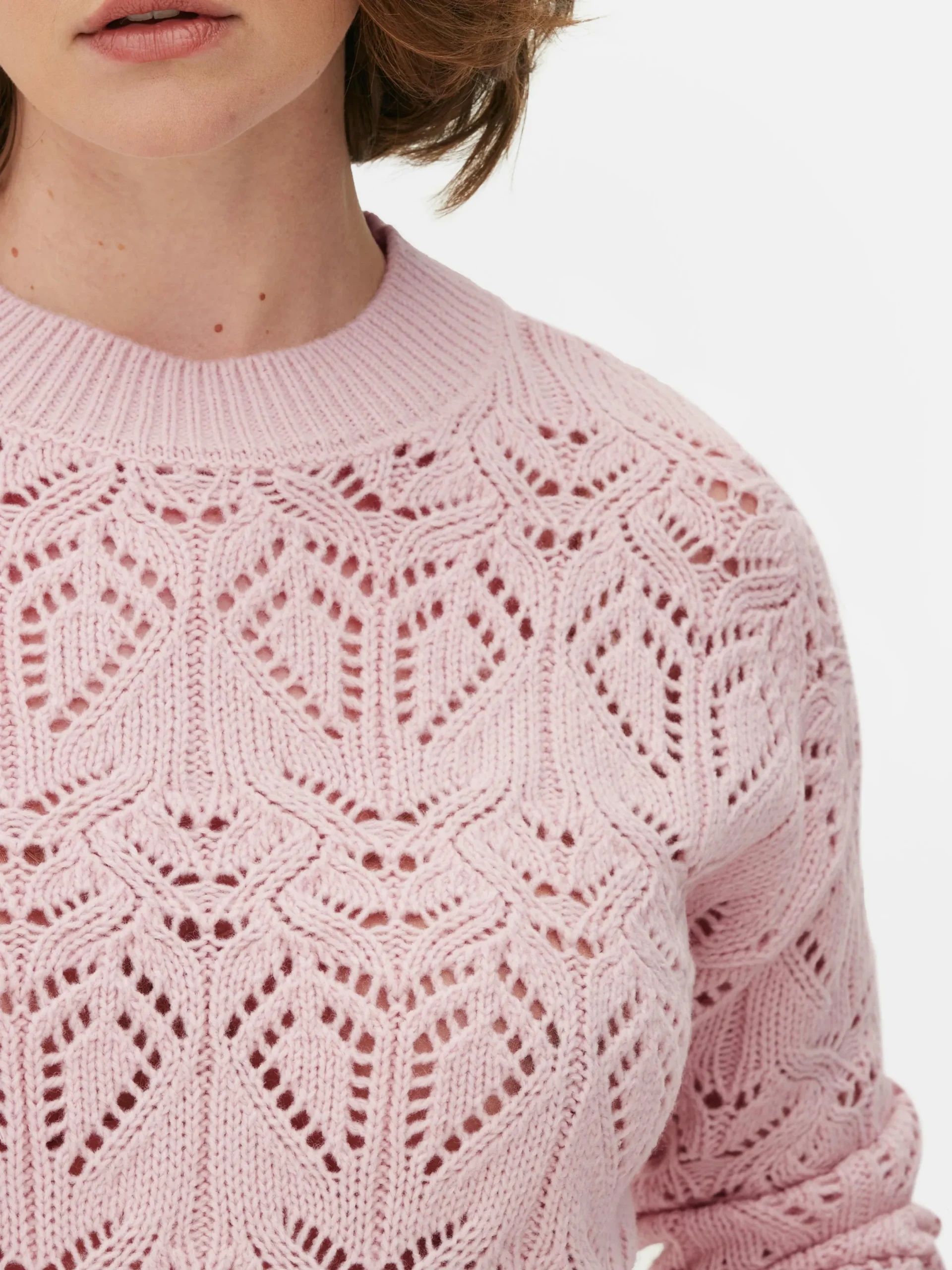 Pulls Et Gilets|Primark Pull En Maille Ajourée à Col Ras-du-cou Rose