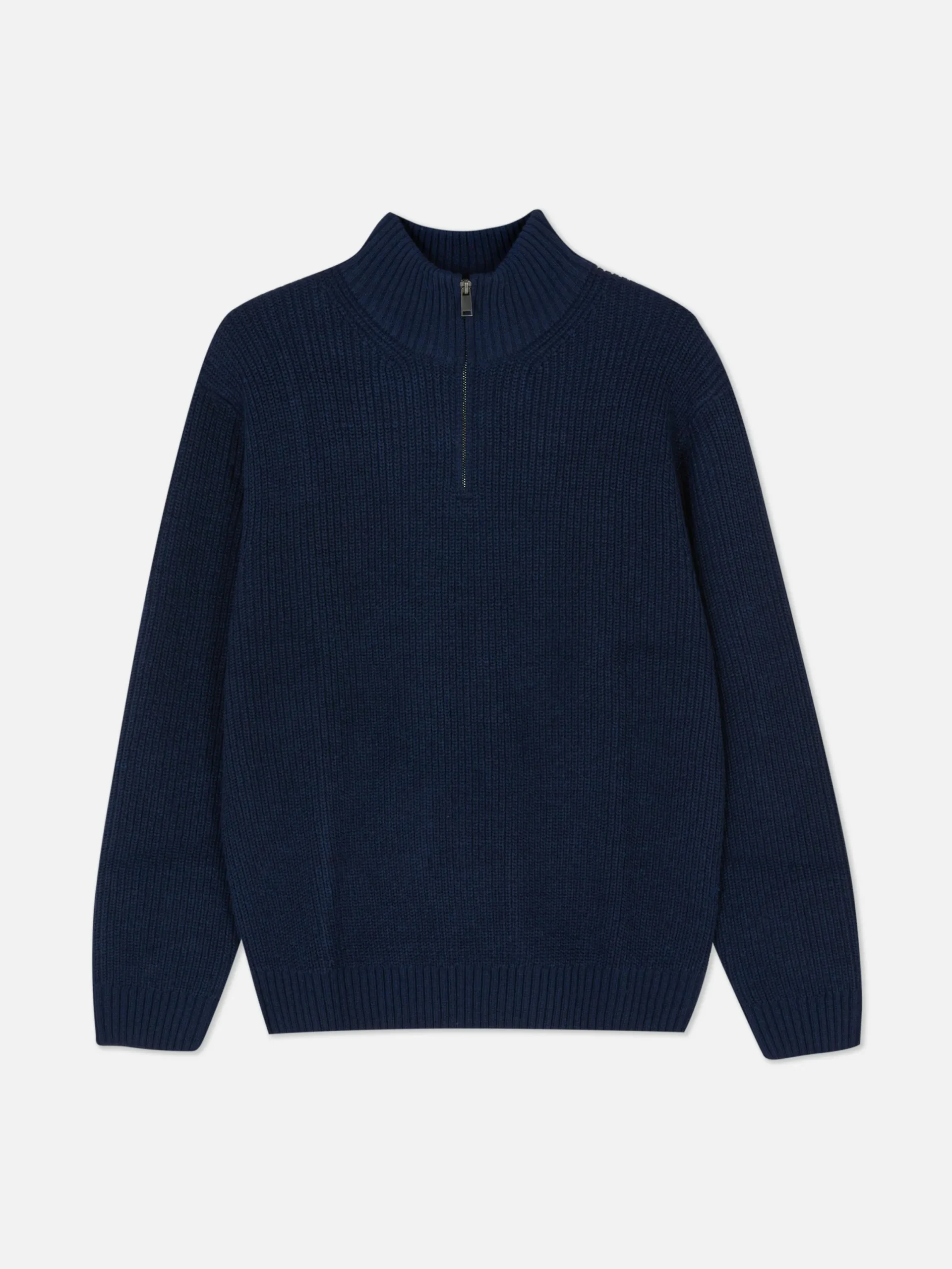 Pulls Et Gilets|Primark Pull En Maille Côtelée à Col Zippé Bleu marine