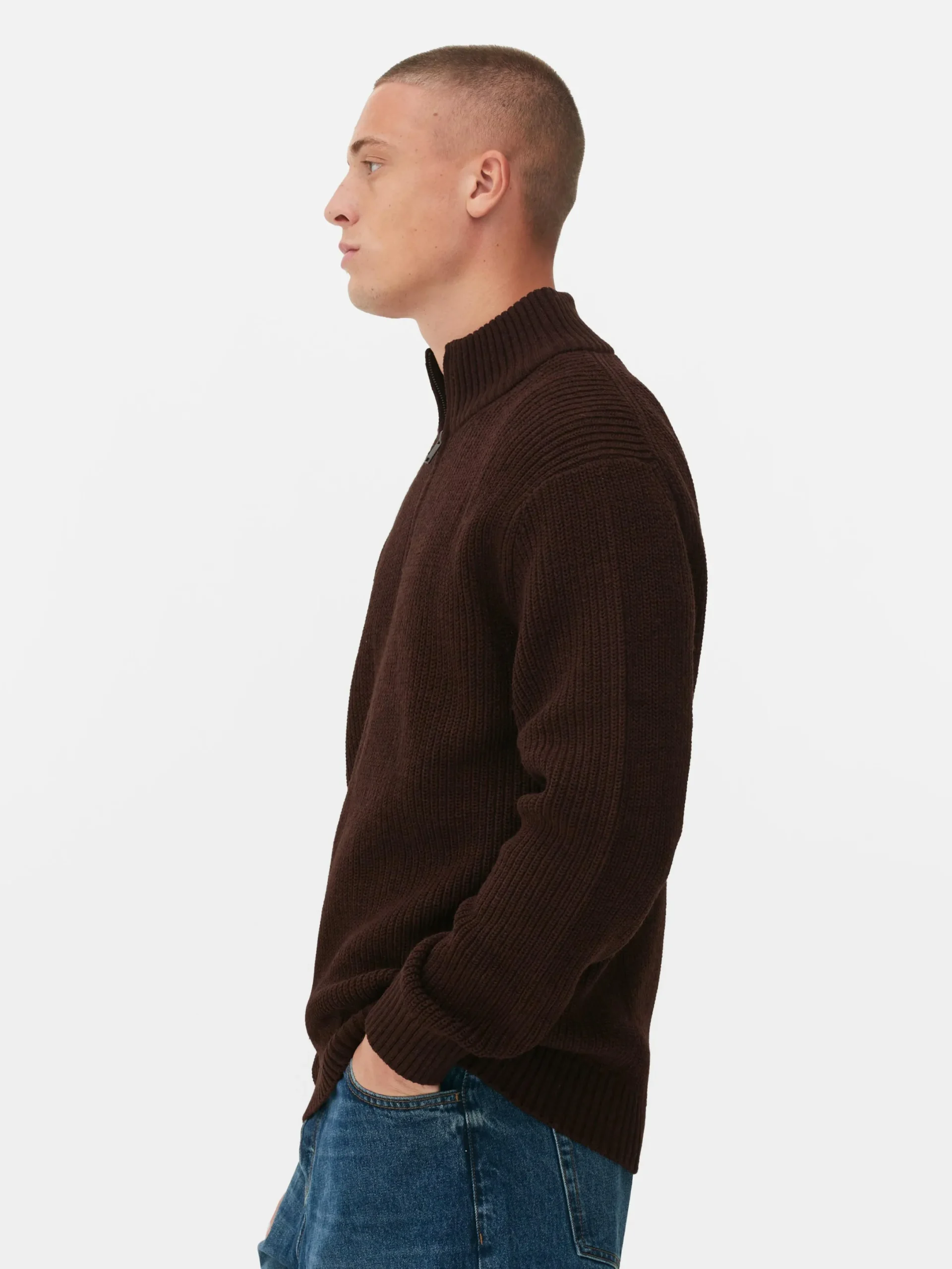 Pulls Et Gilets|Primark Pull En Maille Côtelée à Col Zippé Marron