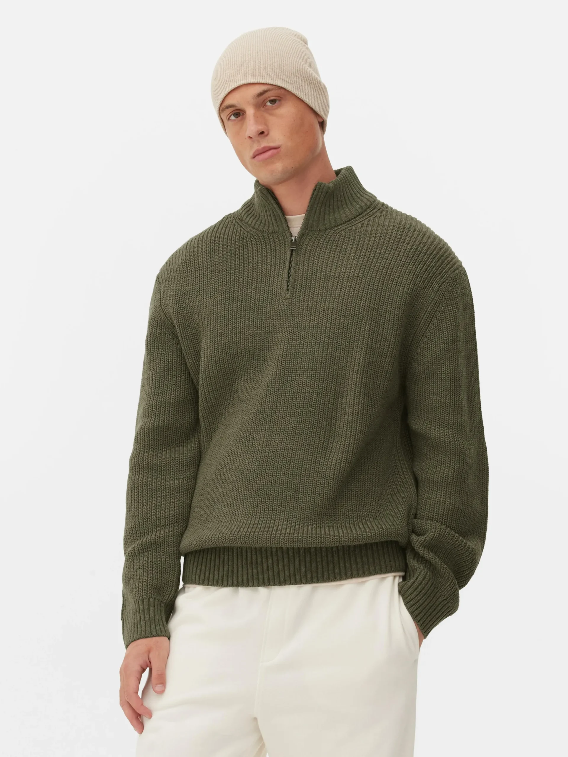 Pulls Et Gilets|Primark Pull En Maille Côtelée à Col Zippé Vert