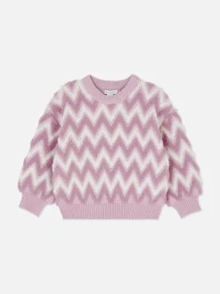 Pulls Et Gilets|Primark Pull En Maille Duveteuse à Motif Zigzag Rose