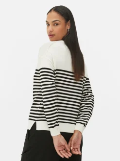 Pulls Et Gilets|Primark Pull En Maille Fine à Col Ras-du-cou Blanc/Noir