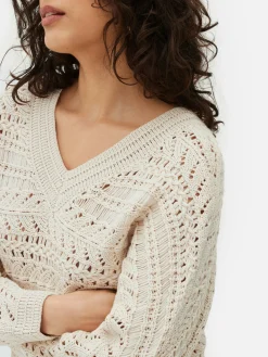 Pulls Et Gilets|Primark Pull En Maille Pointelle à Col En V Beige