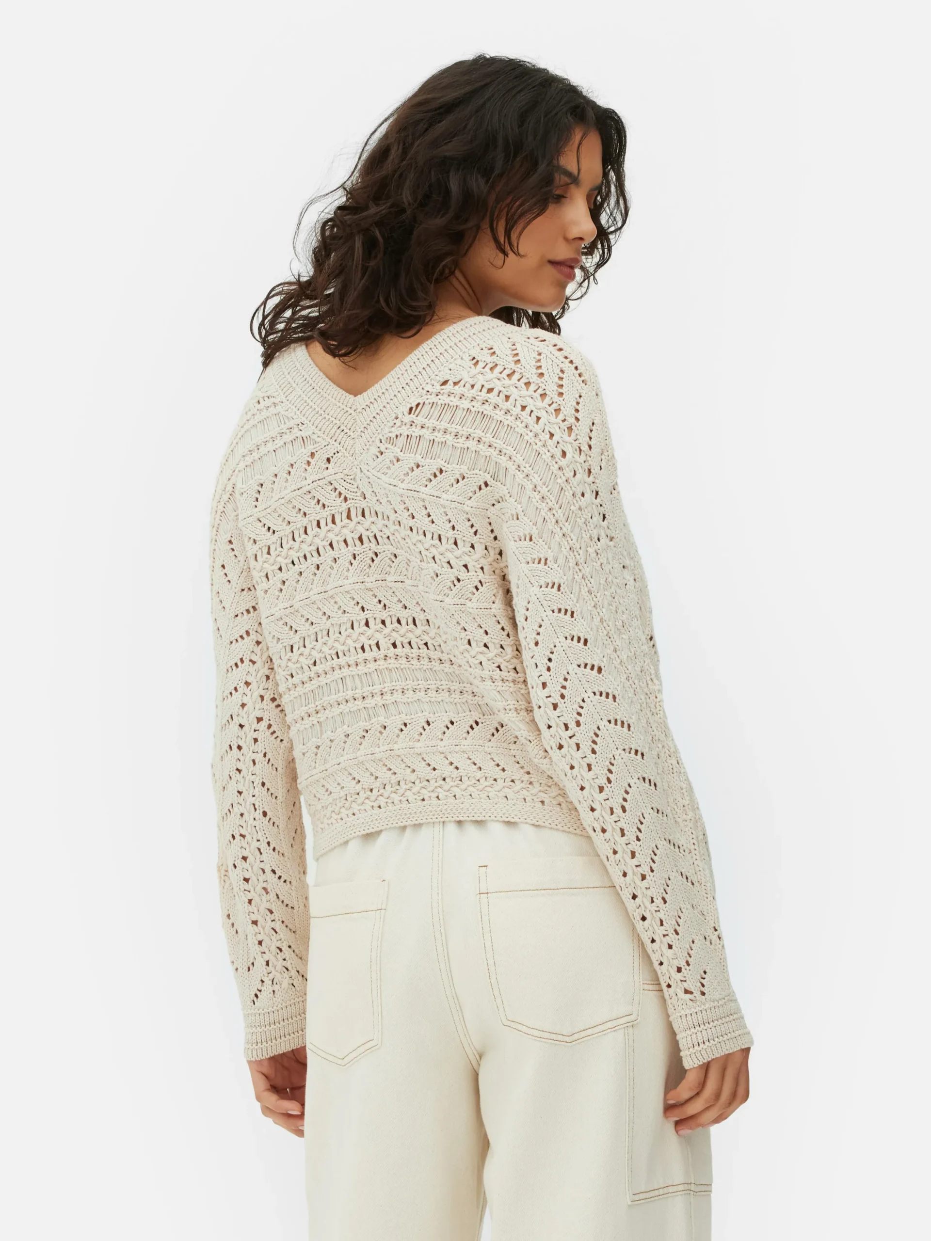 Pulls Et Gilets|Primark Pull En Maille Pointelle à Col En V Beige