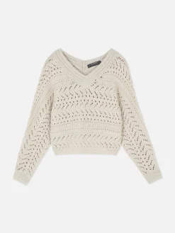 Pulls Et Gilets|Primark Pull En Maille Pointelle à Col En V Beige