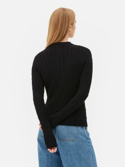 Pulls Et Gilets|Primark Pull En Maille Torsadée à Col Montant Noir